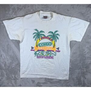 Vintage Congo River Rapids Busch Gardens Shirt Mens Large White Graphic 90s